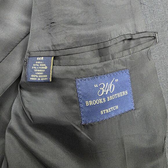 Brooks Brothers Blazer Mens 44R Gray 346 Stretch Wool Two Button Notch Lapel - Picture 2 of 16